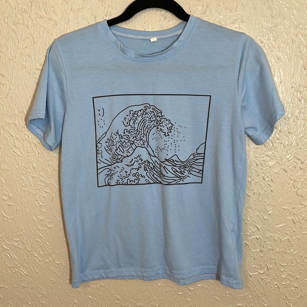 SHEIN light blue t-shirt with wave small